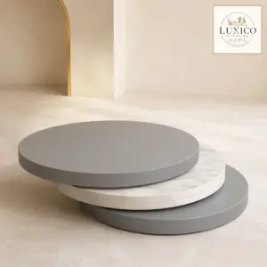 Triplo Round Rotating Coffee Table – Grey & Marble Effect — matching-model product view