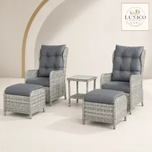 Outsunny 5-Piece Reclining Rattan Bistro Set — matching-model product view