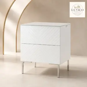 Noah White Gloss 2-Drawer Bedside Table — matching-model product view
