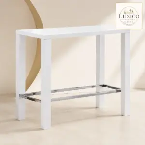 Furniture in Fashion Jam Rectangular White Glass Bar Table — matching-model product view