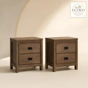 GFW Boston 2-Drawer Bedside Tables – Dark Oak, Set of 2 — matching-model product view